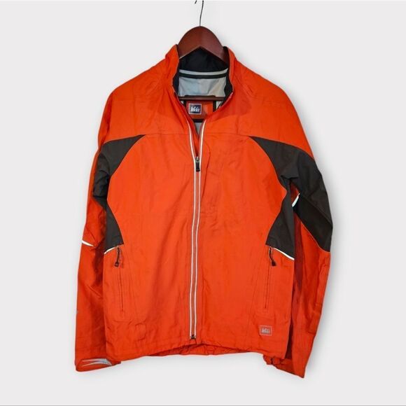 REI Men's Airflyte eVent Waterproof Running Hiking Biking Jacket Orange/Black S